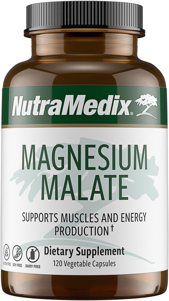 Suppléments d'énergie au magnésium de NutraMedix - Magnésium biodisponible pour le sommeil, le soutien immunitaire et la santé articulaire - Suppléments au magnésium végétalien, sans OGM et sans gluten (120 capsules végétariennes)