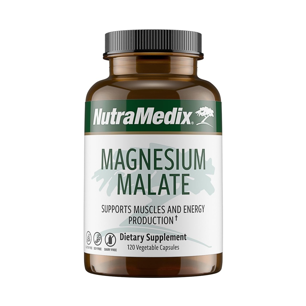 Suppléments d'énergie au magnésium de NutraMedix - Magnésium biodisponible pour le sommeil, le soutien immunitaire et la santé articulaire - Suppléments au magnésium végétalien, sans OGM et sans gluten (120 capsules végétariennes)
