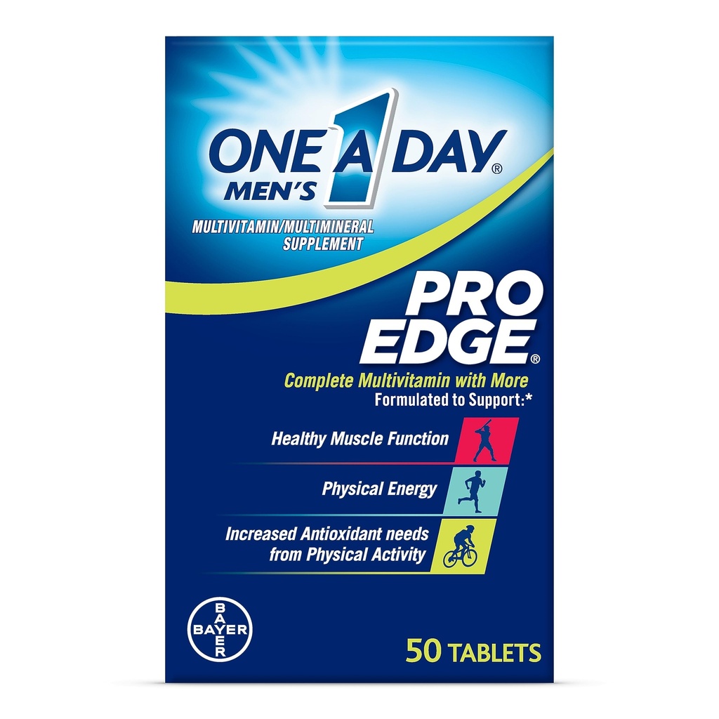Un jour Hommes Pro Edge Multivitamine, supplément avec vitamine A, C, D, E et zinc pour le soutien de la santé immunitaire et Magnésium pour la fonction musculaire saine, 50 comte
