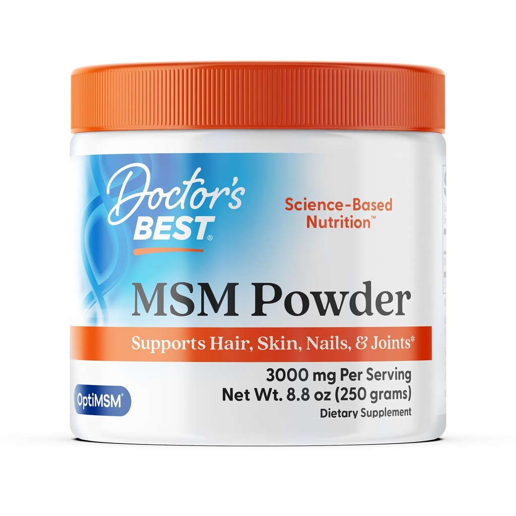 Médecins Meilleur poudre MSM, soutient cheveux, peau, ongles, et articulations, non-OGM, sans gluten, sans soja, végétalien net wt. 8,8 oz (250 grammes)