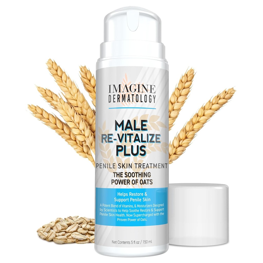 Male Re-Vitalize PLUS - Oats Penile Health Cream for Men - Relieve, Restore and Support Skin - Moisturizer Penile Lotion - Large Value Size (5fl oz/150ml)