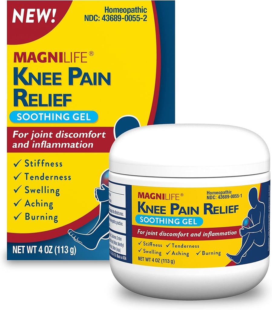 MagniLife Knee Pain Relief Gel apaisant, réduit l'enflure et l'inflammation des muscles douloureux, le malaise articulaire, les blessures - Arnica tout naturel - 4oz.