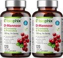 Biophix D-Mannose Capsules de 1000mg avec canneberge et probiotiques - Suppléments de mannose D pour les femmes - Pilules D-Mannose pour le traitement urinaire et le soutien de la santé Bladder - Bien-être digestif - 120 Vcaps 2 Pack