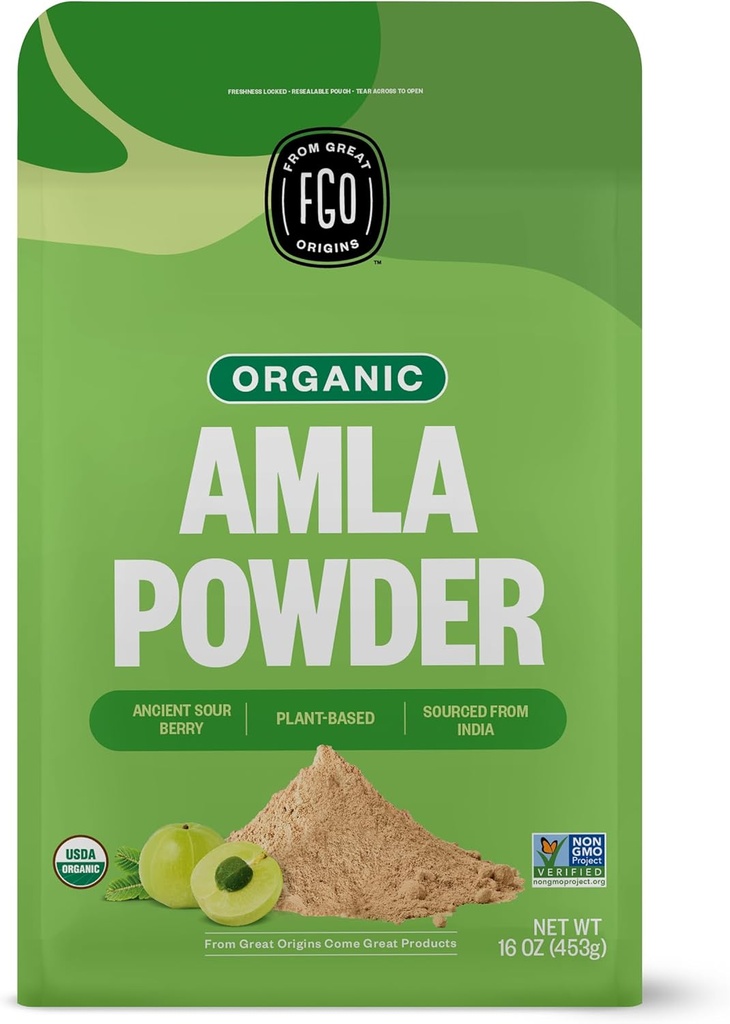FGO poudre d'amla biologique (Amalaki), 100% brut de l'Inde, 16 oz (paquet de 1)
