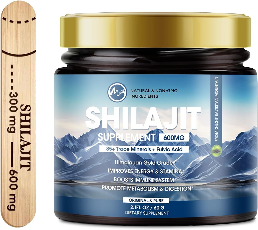 M inch 600mg Shilajit Pure Sibérie biologique Shilajit résine - Shilajit résine pour hommes et femmes avec une puissance élevée pour l'énergie, la force et l'immunité