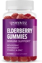 Sambucus Gummies pour les adultes - Supplément de soutien immunitaire avec vitamine C et zinc - Formule améliorée pour la défense quotidienne - 60 comtes, 1 mois d'approvisionnement, Berry Flavor - Bien-être pratique