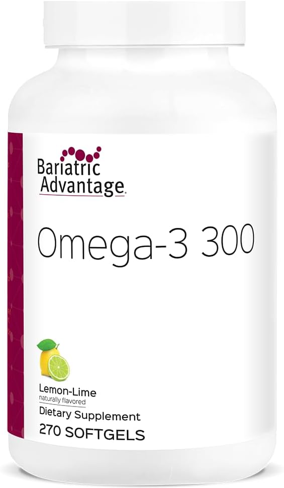 Avantage bariatrique Omega-3 300 Capsules d'huile de poisson DHA de l'EPA, source concentrée d'acides gras provenant de poissons d'eau froide d'origine durable - Citron Lime, 270 Softgels