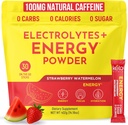 Keto Vitals Electrolyte Energy Drink Powder Packets - Supplément Electrolyte pour l'énergie et la réhydratation - Powder Packets de pastèque de fraise Keto, 30 Compte