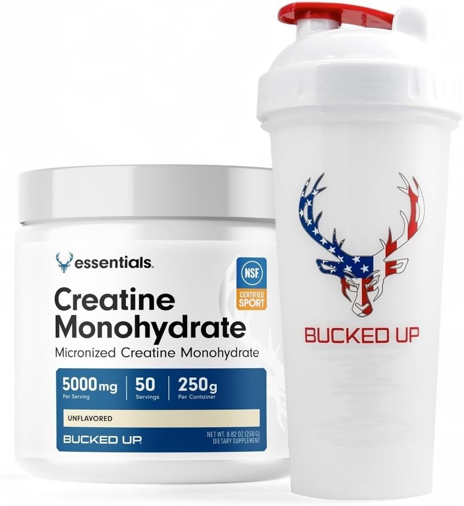 Poudre de créatine micronisée (250g, 50 portions) + 28oz Bouteille de shaker sans fuite pour mélange optimal