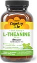 Country Life L-Theanine à action rapide 100mg, 60 comprimés à croquer, aromatisé à la menthe, certifié sans gluten, certifié végétalien