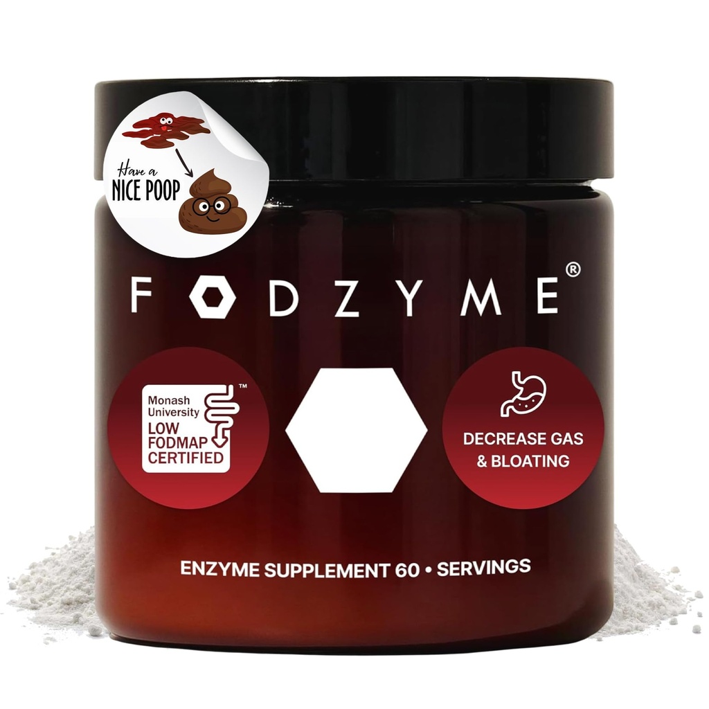 FODZYME® Kit maison Enzymes digestifs pour la santé des Guts, Relief for Bloating, Gas, Constipation, Diarrhée, Douleur abdominale, Faible FODMAP, 60 doses