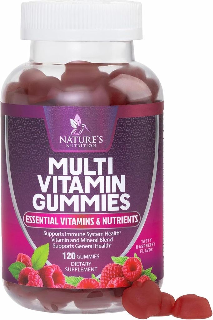 Multivitamines pour adultes avec des vitamines A, C, D, B12 - Multivitamines pour le soutien nutritionnel quotidien avec des vitamines et des minéraux pour les femmes et les hommes, Vitamine multi-VIT de la nature - 120 Gummies