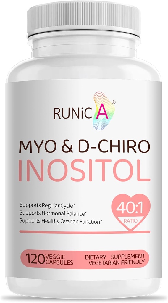 Myo-Inositol & D-Chiro Inositol Supplément pour femmes - Idéal rapport 40:1 -Support Hormone Balance & Fertilité & Santé Ovarienne - Capsules en Poudre Vegan - 120 Capsules 30 jours d'approvisionnement