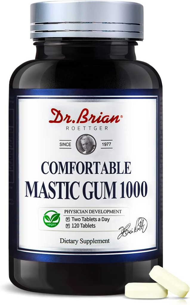 Dr Brian Mastic Gum 1000mg Formule naturelle pour soutenir la santé gastro-intestinale, le système digestif et immunitaire – Stomach, santé duodénale et buccodentaire