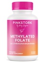 Folate de Pink Stork: Folate de méthyle - acide MTHFR, forme naturelle de l'acide folique pour la grossesse, formulé pour maman + bébé, femmes-robes, 60 Capsules (Packaging May Vary)