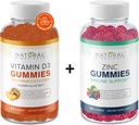 BioScience naturelle Sans sucre Vitamine D3 K2 Gommies 5000 UI et Zinc Gommies 50 mg, Extra Force, Soutien immunitaire, Santé des os, Santé du coeur, Soutien de la peau, 60 Vitamines Gommy