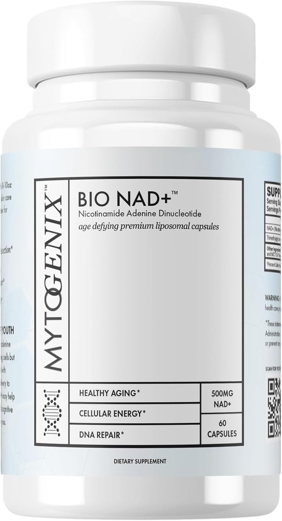 Capsules Pure NAD+ - Dinucléotide d'Adenine de Nicotinamide - Supplément NAD+ - 60 Capsules Par bouteille- 500mg NAD+ par portion - Promotion Anti-Age - Santé et Fonction Cellulaire - Réparation de l'ADN