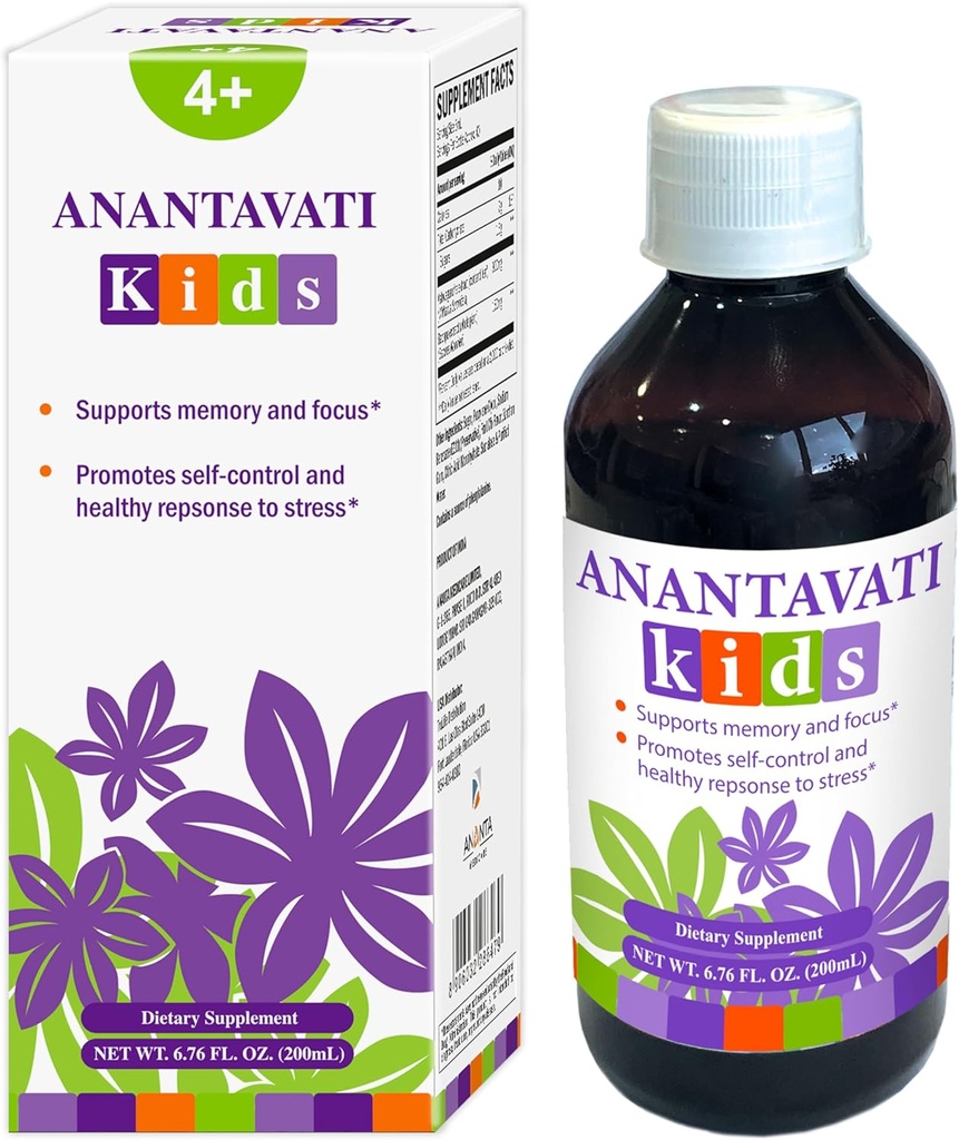 ANANTAVATI Kids – Supplément à base de plantes pour calme et focus – 6,76 Oz