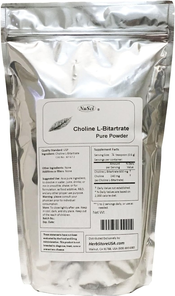 Choline L-Bitartrate Pure Powder Smart Nutrient (250g (8,8 oz))