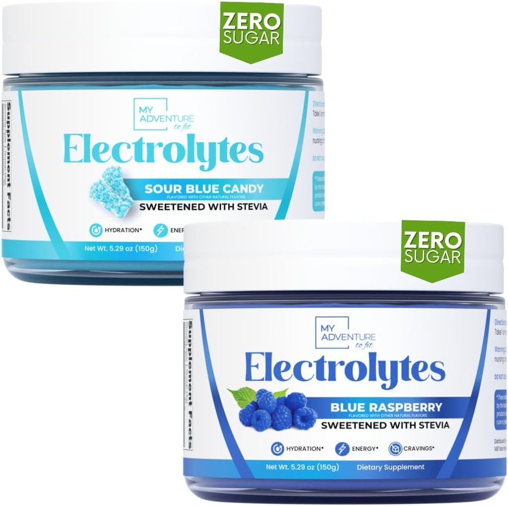 Mon aventure pour s'adapter à la poudre d'électrolytes d'hydratation rafraîchissante avec Zero Sugar, Bundle, Blue Raspberry & Sour Blue Saveurs