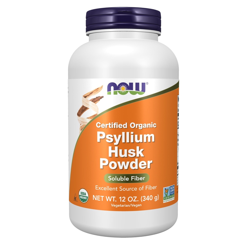 MAINTENANT compléments alimentaires, poudre de musc de Psyllium, certifié biologique, non-OGM projet vérifié, fibre soluble, 12-Ounce