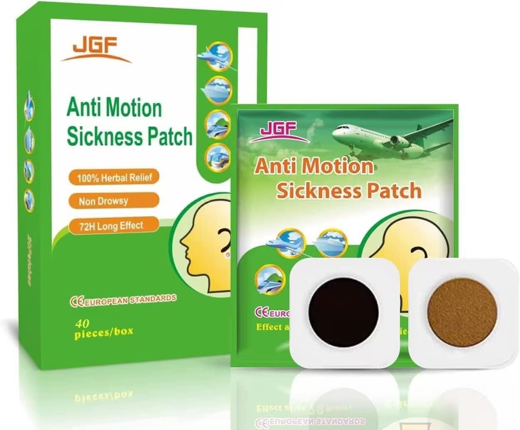 Motion Maladie Patches pour voiture de croisière, 40 Comte Imperméable non somnolent Voyage Essentiels Motion Maladie Patche pour adultes et enfants