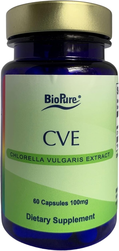 BioPure CVE Chlorella Vulgaris Extract – Nutrient-Dense, Nutraceutical Superfood emballé avec des protéines, vitamines, minéraux et acides aminés qui soutient le métabolisme, la désintoxication et l'immunité – 60 capsules
