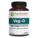 Pure nutrition Oméga végétalien 3-5-6-7-9.000 120 Softgels , 600mg par portion de 2 Softgels , Supplément multi-oméga pour la santé globale , sans OGM , sans gluten