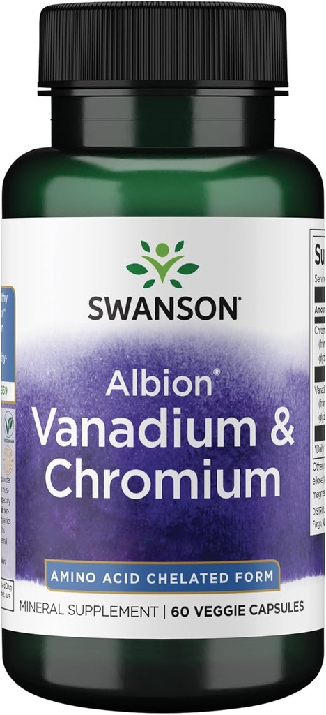 Swanson Albion Chelated Vanadium and Chromium 60 Veg Capsules