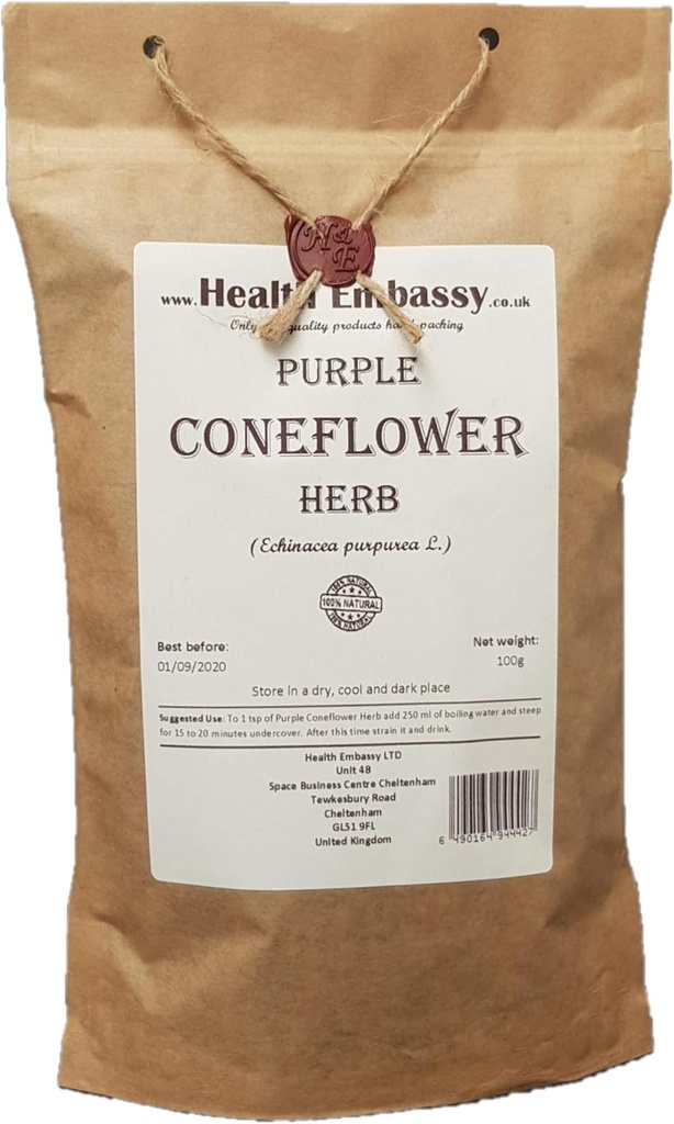 Health Embassy Purple Coneflower Herb | Echinacea Purpurea L | Herbal Tea (100g)