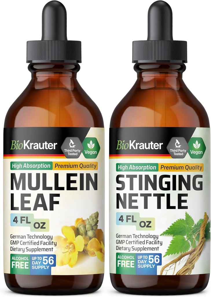 BIO KRAUTER Mullein Teinture 4 Fl. Oz. & Stinging Nettle Teinture 4 Fl. Oz.