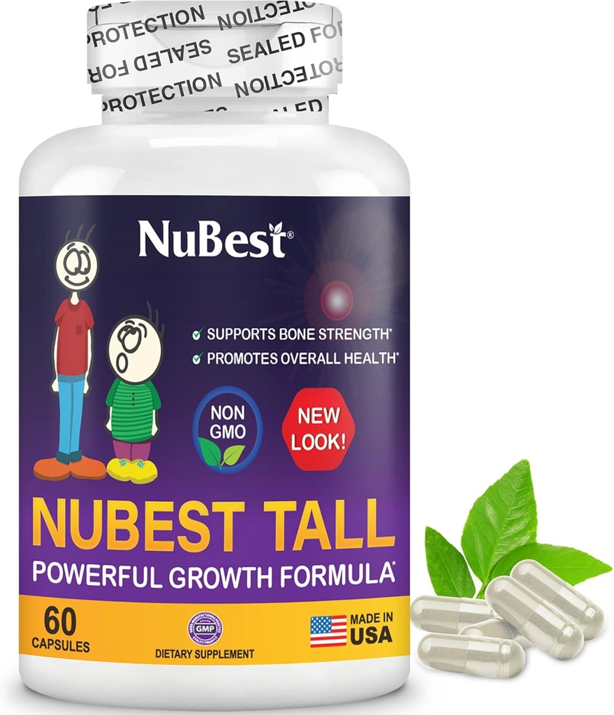 NuBest Tall (en anglais seulement) Soutenez la force osseuse, la santé osseuse, le mieux-être immunitaire amélioré et le mieux-être du corps entier avec le calcium, le collagène et les herbes pour les 5 ans et plus et les adolescents 60 capsules