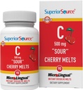 Source supérieure Vitamine C 500 mg "Sour" Meltes de cerise - Supplément quotidien de vitamine soutient la santé immunitaire - La formule de vitamine C aide la santé cellulaire - 90 comprimés de dissolution sublinguale