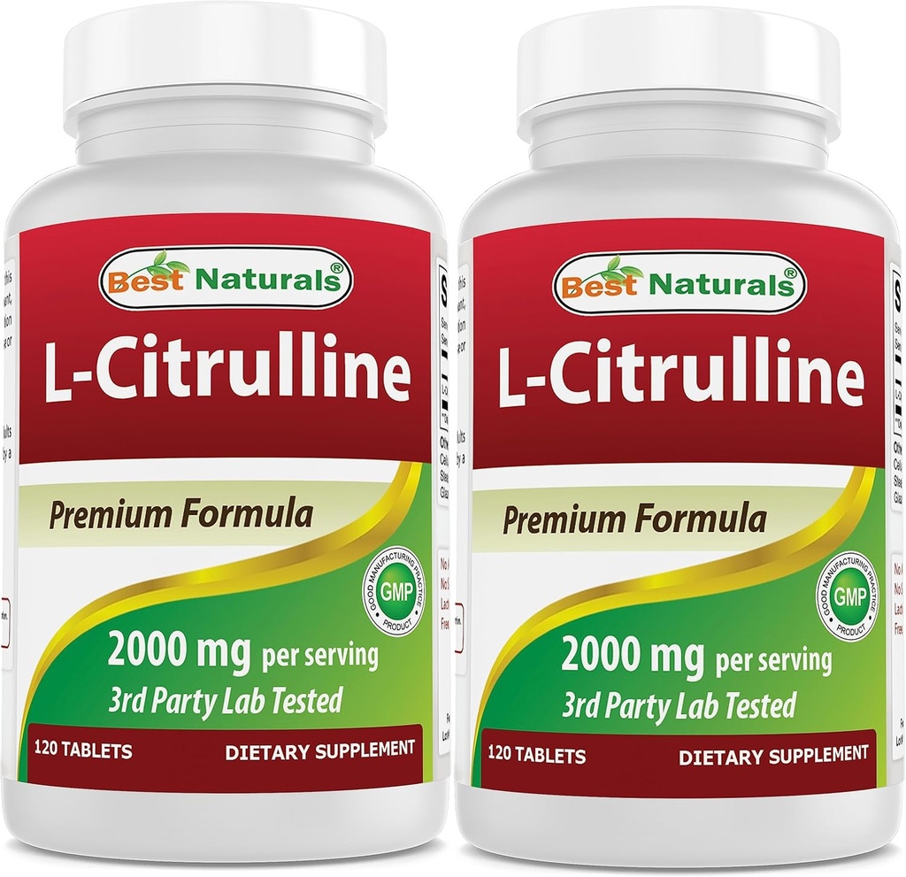 Meilleurs naturels L-Citrulline 2000mg/Serveur - Non-OGM - Sans gluten - 120 comprimés (120 Nombre (paquet de 2))
