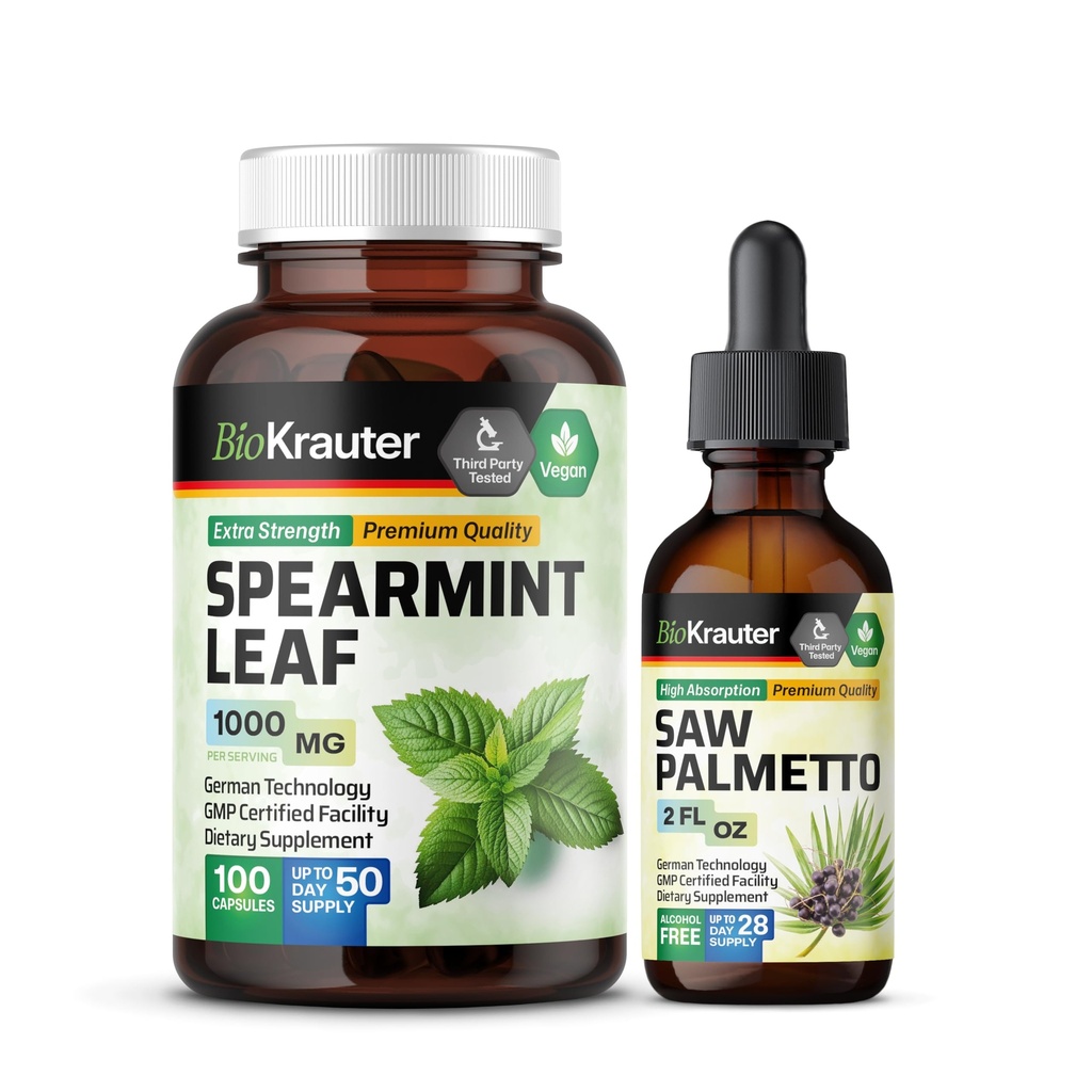 BIO KRAUTER Spearmint 100 Capsules & Saw Palmetto Teinture 2 Fl. Oz.