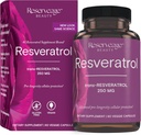 Réserve Beauté Resveratrol 250 mg - Meilleur Trans-Resveratrol - Supplément antioxydant végétalien pour la santé cellulaire et cardiaque - Aide le vieillissement en santé et la santé immunitaire - 60 capsules végétales