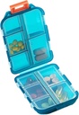 Travel Pill Organizer - Travel Medicine Case Kit - Pocket Daily Pharmacy Container - Travel Medication Holder Dispenser for Fish Oil Vitamin Supplement Storage (Green)