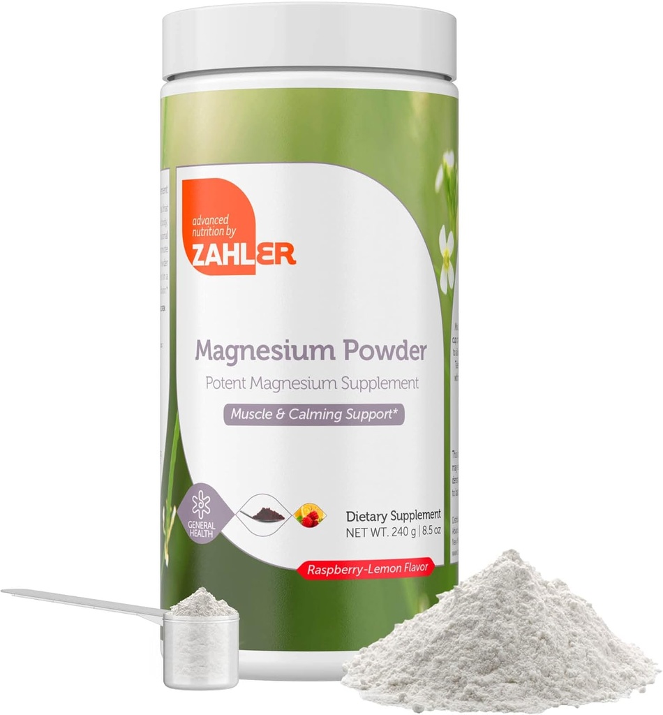 Zahler supplément de magnésium en poudre - Calme mélange de magnésium en poudre pour l'eau et les boissons liquides - Potent Magnésium Citrate avec Meilleur Dégustation Raspberry Lemon Flavor - Kosher Magnésium en poudre 8,5 Oz