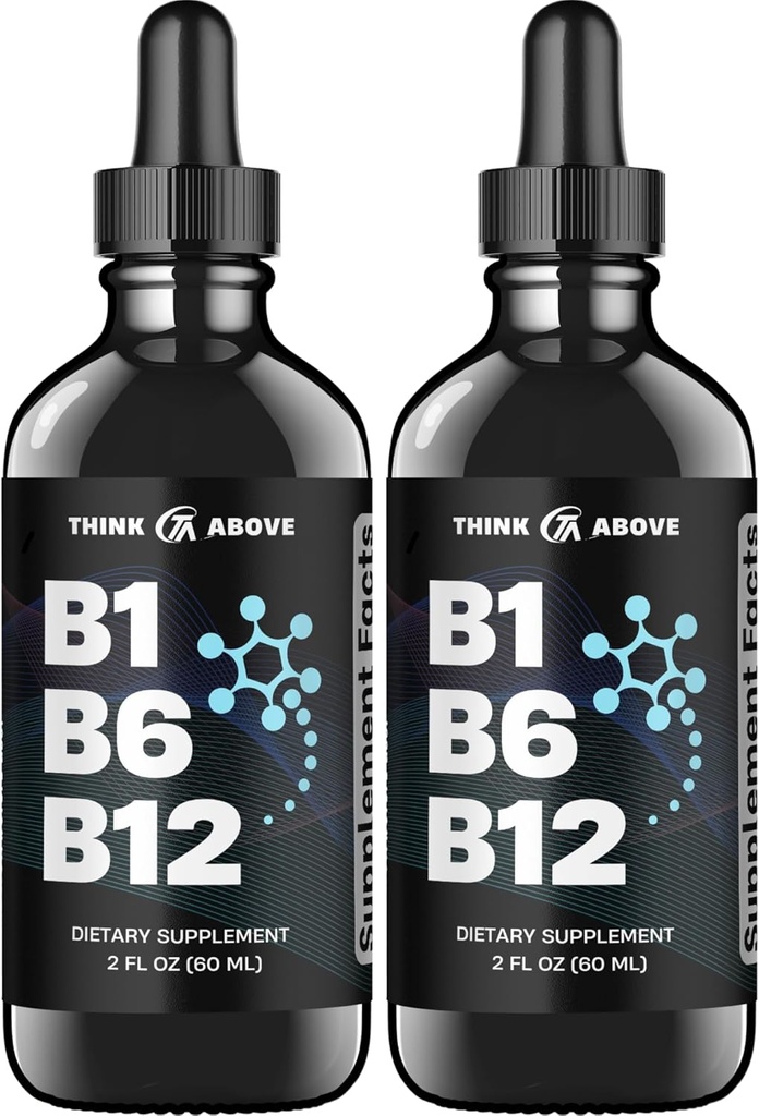 B1 B6 B12 gouttes de vitamine liquide - Nerve, énergie, supplément de soutien du cerveau - Arôme fruité - méthylcobalamine, thiamine, pyridoxine (2)