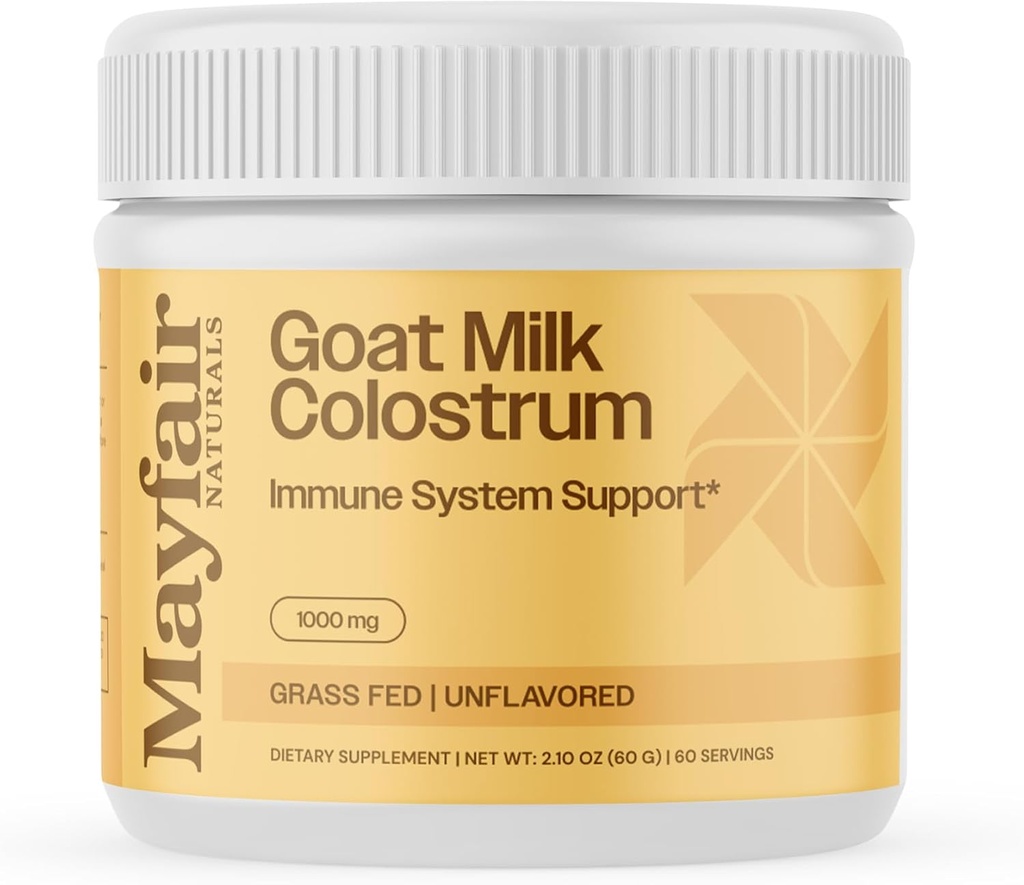 Poudre de colostrum de lait de chèvre, herbe, système immunitaire naturel et Gut Health Support, 60 grammes