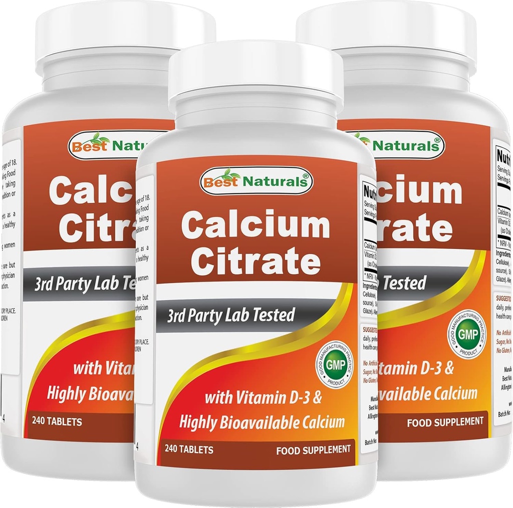 Meilleur citrate de calcium naturel avec vitamine D-3 240 comprimés (240 Nombre (paquet de 3))