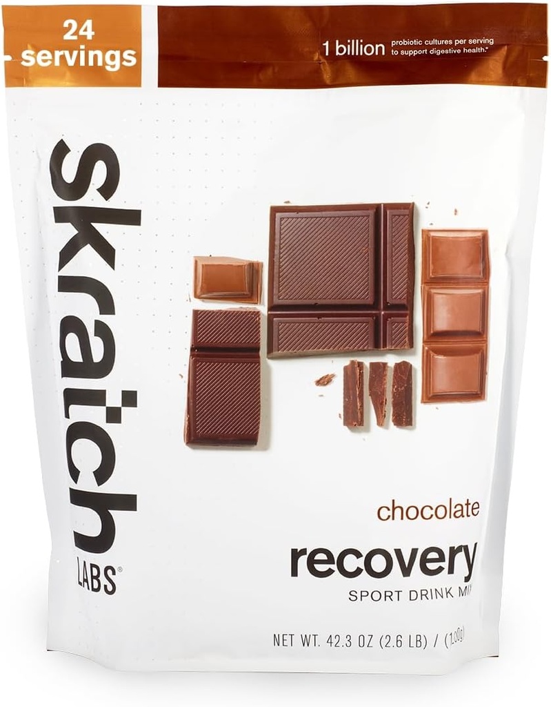 Skratch Labs Recovery Drink Mix post-entraînement avec chocolat, (41,6 oz, 24 portions) avec protéines de lait complètes de caséine et de lactosérum et probiotiques, sans gluten, casher, naturel, végétarien