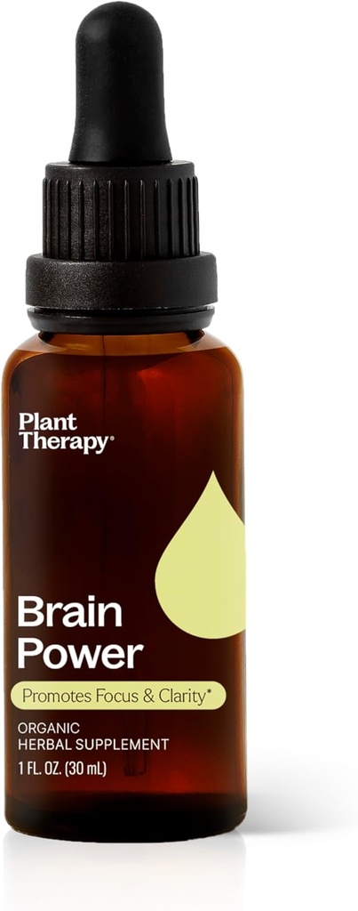 Thérapie végétale Teinture biologique de puissance cérébrale 30 mL (1 oz) soutient la focalisation et la clarté du cerveau, aide l'alerte mentale et la mémoire, supplément de stimulation cérébrale emballé avec des avantages
