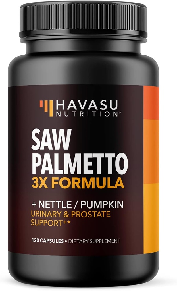 Supplément Saw Palmetto avec stinging Nettle and Pumpkin Seed Extract - Formule avancée 3X - DHT Blocker Urinary Health and Prostate Support for Mens Health - Vegan, Capsules non OGM - 2 mois d'approvisionnement