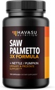 Supplément Saw Palmetto avec stinging Nettle and Pumpkin Seed Extract - Formule avancée 3X - DHT Blocker Urinary Health and Prostate Support for Mens Health - Vegan, Capsules non OGM - 2 mois d'approvisionnement