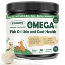 ZEBORA Omega 3 Huile de poisson pour chiens, Huile de poisson de chien capturé sauvage, EPA & DHA, Huile de Krill, Kelp, Supplément de peau et de manteau, Anti démangeaisons et égouttage, Soutien peau sèche, Santé articulaire, Allégation pour chien