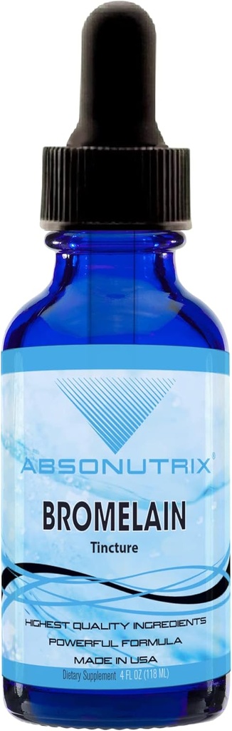 Absonutrix Bromelain 590 mg, gouttes liquides faciles à consommer, bouteille de 4 oz, extrait d'ananas pour support tissulaire, absorption rapide, sans gluten, essai tiers, certifié GMP, non-OGM, fabriqué aux États-Unis