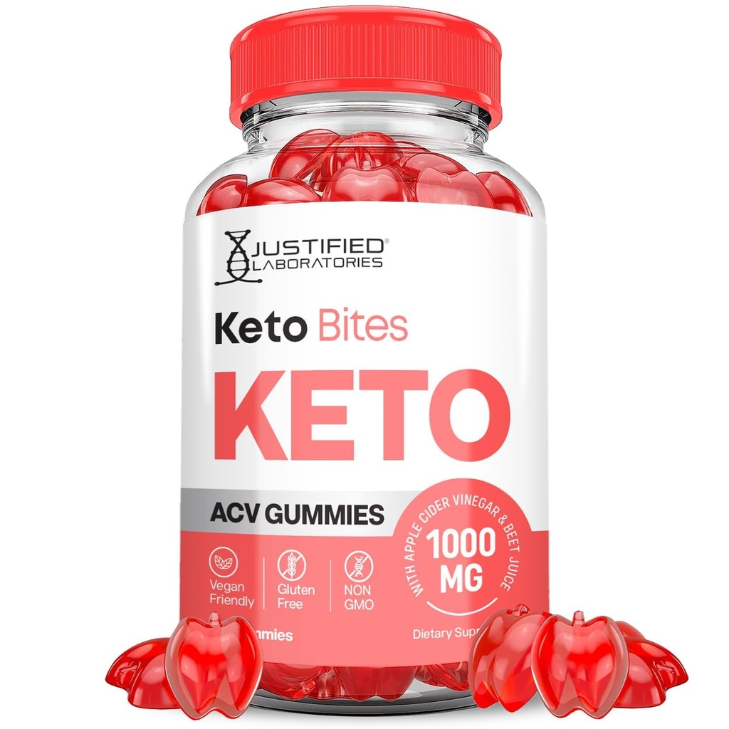 Laboratoires justifiés Keto Bites Keto ACV Gummies Advanced Formula 1000MG Keto Bites Keto Gummies vinaigre de cidre de pomme formulé avec du jus de pomme de grenade Poudre B12 Vegan Non OGM 60 Gummys