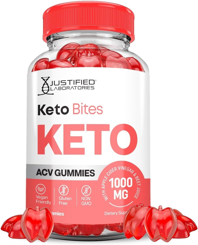 Laboratoires justifiés Keto Bites Keto ACV Gummies Advanced Formula 1000MG Keto Bites Keto Gummies vinaigre de cidre de pomme formulé avec du jus de pomme de grenade Poudre B12 Vegan Non OGM 60 Gummys