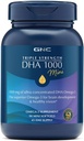 GNC triple force DHA 1000 Mini supplément Omega 3, 1000mg, ultra concentré, haute puissance, soutient le développement du cerveau et une vision saine, sans Burpless, 90 Mini Softgels, 45 SVG, 45 jours d'approvisionnement